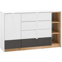 Petits-meubles - Buffet 1 porte 4 tiroirs Ronan Blanc