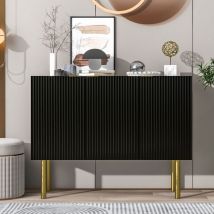 Tanant - Buffet 120 cm, compartiments, étagères réglables et pieds en métal, meuble de rangement, convient pour salle à manger, salon et cuisine