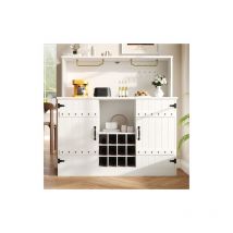 Ineasicer - Buffet (120 x 40 x 120 cm), veines de bois élégantes, casier à verres à vin, espace de rangement multicouche, blanc élégant avec décor