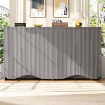 Buffet 140 cm avec compartiment de rangement, texture ondulée, meuble indépendant, meuble de cuisine, adapté pour salle à manger, salon, meuble de