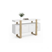 Idmarket - Buffet 140 cm phoenix 4 portes blanc et bois