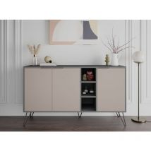 Madia 142x83 cm anthracite et moka avec trois portes et trois compartiments - Budapest