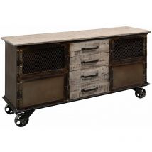 Massivmoebel24 - Buffet 153x40 Manguier laqué Brun heavy industry 253 - brun