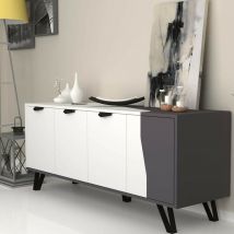 Toscohome - Buffet 160 cm à 4 portes en blanc et fonte - Jasmine