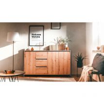 Toscohome - Buffet 160 cm avec portes et tiroirs en chêne et anthracite - Denver 3