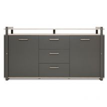 Abitare - Madia 180x45 cm chêne clair et gris anthracite avec deux portes et trois tiroirs - Piombino
