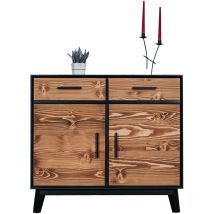 Buffet 2 ante 2 cassetti Nostalgie nero e marrone 85cm