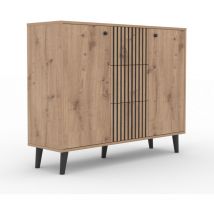 Buffet 2 ante 3 cassetti Ika marrone e nero 93cm