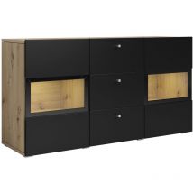 Buffet 2 ante 3 cassetti Sloan nero e marrone 70cm