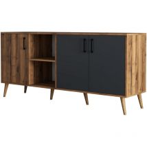 Buffet 2 nicchie 3 ante decor noce e grigio antracite L180 cm - Exxen