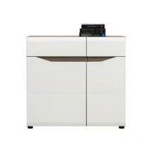 TMM - Buffet 2 portes 1 tiroir Blanc/Chêne - oniel - l 90 x l 40.5 x h 85 cm