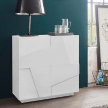 Ahd Amazing Home Design - Buffet salon et chambre 2 portes 2 étagères design blanc Ping Side s