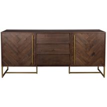 Dutchbone - Buffet 2 Portes 3 Tiroirs 180x45x80 Cm Marron Et Laiton - Class