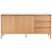 Buffet 2 portes 3 tiroirs en bois L160cm - Bois clair - Verade