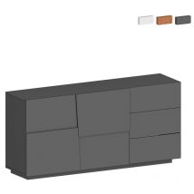 Web Furniture - Buffet moderne à 2 portes et 3 tiroirs séjour chambre Glencoe - Anthracite