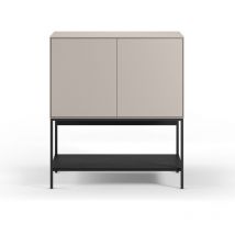 Buffet 2 portes en bois et métal H90cm - Beige - Elya