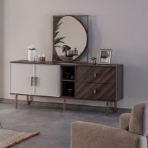 Buffet 2 portes et 2 tiroirs Mozambik finition spatulée 195x82,6H cm - Merlin
