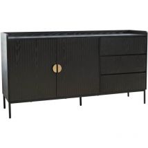Oviala - Buffet 2 portes et 3 tiroirs en acier et mdf décor mélaminé noir