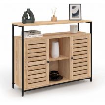 Idmarket - Buffet 2 portes persiennes 100 cm halifax design industriel