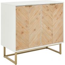 Beliani - Buffet 2 Portes Placage Effet Bois Clair et Blanc avec Etagère Rangement Alaska