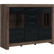 Buffet 3 ante 2 cassetti Adam marrone e nero 124cm