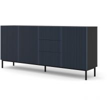 Bim Furniture - Buffet 3 ante 3 cassetti Philaé blu e nero 89cm
