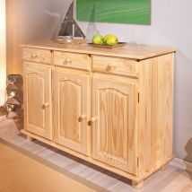 Buffet 3 portes + 3 tiroirs – Dim. 130x43x87h – Pin massif finition naturelle – Mobilier d'intérieur