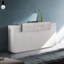 Ahd Amazing Home Design - Buffet de Salon 160 cm 3 placards Blanc Gris Corona Side Bronx
