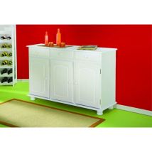 Inter Link - Buffet 3 Portes Et 3 Tiroirs En Pin Massif Blanc - Risoul
