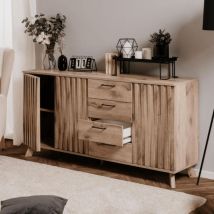 Finori - Buffet Wellington51A avec 3 portes et 4 tiroirs en chêne