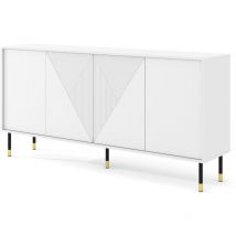 Cómoda woody 180 cm 4D fresado blanco mate
