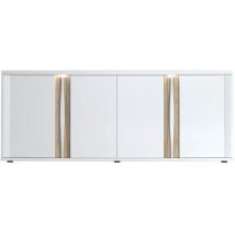 Sciae - Buffet 4 Portes Avec Led 200,5x57x87 Cm Chêne Et Blanc - Munst