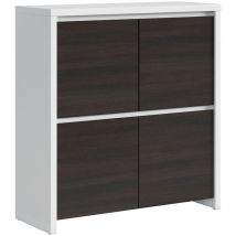 Petits-meubles - Buffet 4 portes Soren Blanc et Bois Wengé