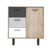 Abitare - Buffet 80x35 cm chêne clair et tiroirs tricolores - Chioggia