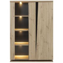 Calicosy - 2-türiger Geschirrschrank mit Beleuchtung und Designriss - Französische Herstellung