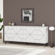 Toscohome - Buffet à portes et à motifs géométriques 184 cm blanc - Dune