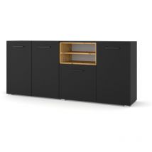 Kommode anette c 198 cm Matt Schwarz/Eiche Artisan