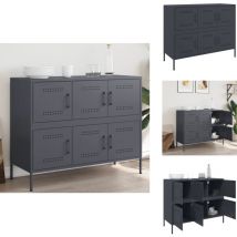 Buffet anthracite 100,5x39x79 cm acier - Buffet Industriel - Meuble Rangement - Buffet Design - Buffet Acier - Mobilier Contemporain