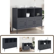 Buffet anthracite 100,5x39x79 cm acier - Buffet Industriel - Meuble Rangement - Buffet Design - Buffet Acier - Mobilier Salon