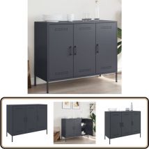 Buffet anthracite 100,5x39x79 cm acier - Buffet Industriel - Meuble Rangement - Buffet Design - Buffet Acier - Mobilier Salon