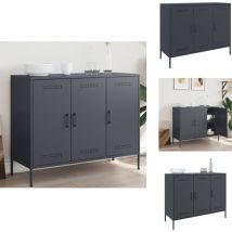 Buffet anthracite 100,5x39x79 cm acier - Buffet Industriel - Meuble Rangement - Buffet Design - Buffet Acier - Mobilier Salon