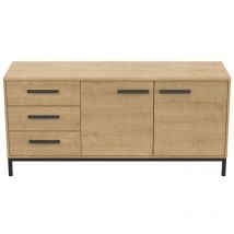 Buffet Artigianale 2 ante 3 cassetti in rovere decorativo - L153 cm