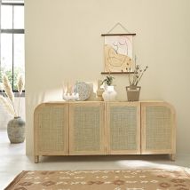 Buffet aus massivem Mindi und Rohrgeflecht 190 cm