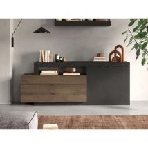 Vente-unique - Buffet 2 portes + 3 tiroirs freedom Lave/chêne Mercure 200 cm