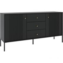 Vente-unique - Buffet avec 2 portes et 3 tiroirs en mdf - Noir - demasia