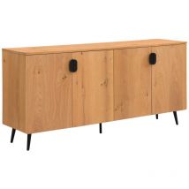 Buffet avec 4 portes placage chêne et acier - Naturel clair et Noir - SINOLO