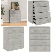 Buffet avec 4 tiroirs 60x30,5x71 cm Gris béton - Buffet - Meuble De Rangement - Armoire - Commode - Mobilier Gris - Home & Living