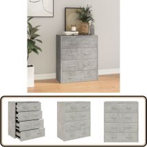 Buffet avec 4 tiroirs 60x30,5x71 cm Gris béton - Buffet - Meuble De Rangement - Armoire - Commode - Mobilier Gris