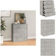 Buffet avec 4 tiroirs 60x30,5x71 cm Gris béton - Buffet - Meuble De Rangement - Armoire - Commode - Mobilier Gris