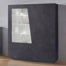 Bibliothèque armoire Vitrine 120x43cm Design Ardoise Vega Bias